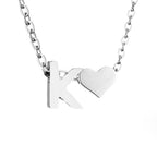 Minimalist Initial Necklace with Heart Charm