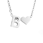 Minimalist Initial Necklace with Heart Charm