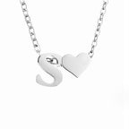 Minimalist Initial Necklace with Heart Charm