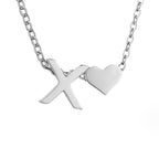 Minimalist Initial Necklace with Heart Charm