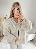 Gilet beige à grosses mailles