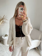 Gilet beige à grosses mailles