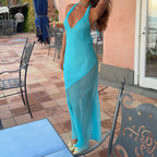Emma | Robe Maxi Halter Transparente Tendance Printanier