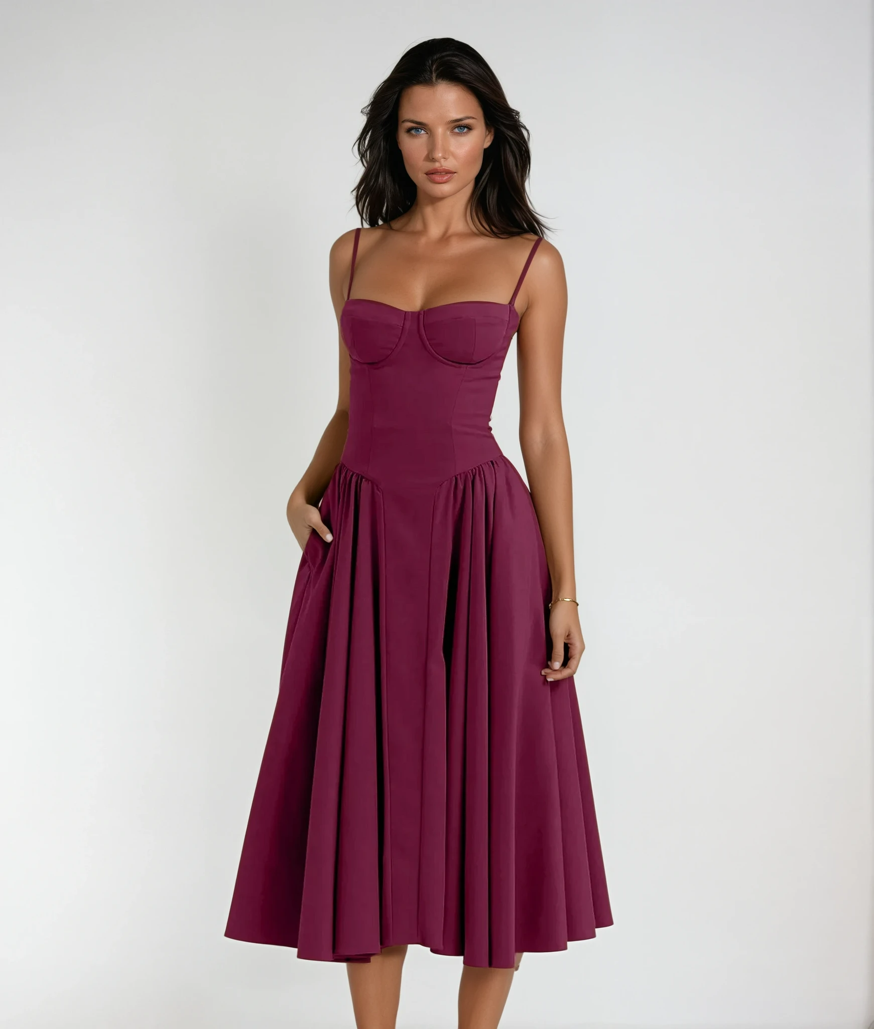 Odette | Robe Cocktail Midi Corset Tendance Élégante