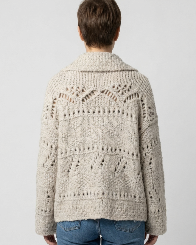 Cardigan En Maille Épaisse Pointelle