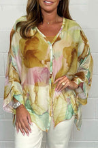 Chemise Femme Imprimée Manches Longues Oversize - Romy – Marron et rose