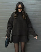 Léa™ | Ensemble Pull & Jupe en Maille Élégante