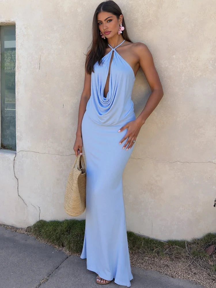 Camille | Robe Maxi à Col Halter Tendance Élégante