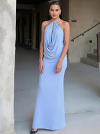 Camille | Robe Maxi à Col Halter Tendance Élégante