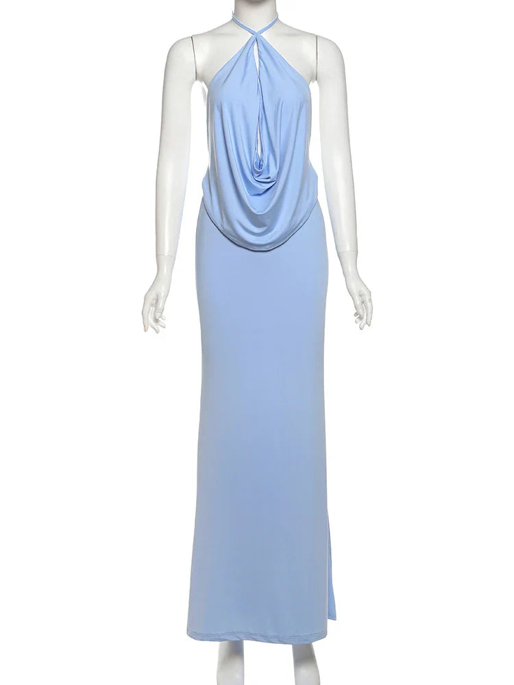 Camille | Robe Maxi à Col Halter Tendance Élégante