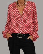 Blouse Femme Imprimée Col V Manches Longues - Charlotte