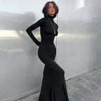 Camille | Robe Maxi Noire Soirée Chic Élégant