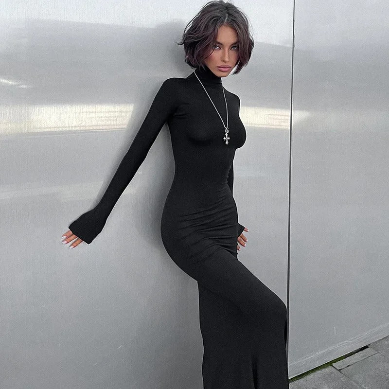 Camille | Robe Maxi Noire Soirée Chic Élégant