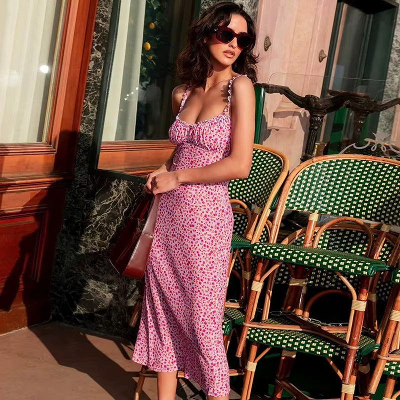 Camille | Robe Midi à Volants Imprimée Tendance Élégante