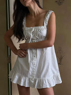 Camille | Robe Mini d'Été en Lin Tendance Élégant