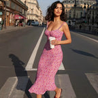 Camille | Robe Midi à Volants Imprimée Tendance Élégante