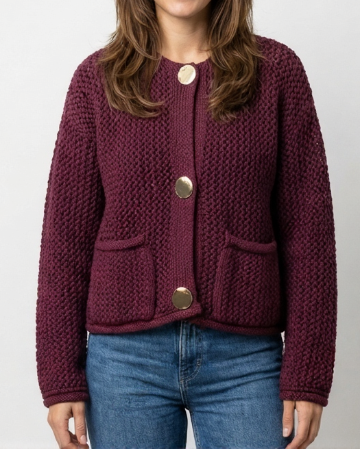 Cardigan En Maille Boutonné Avec Poches