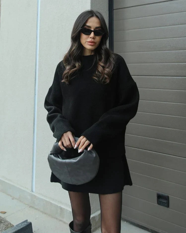 Léa™ | Ensemble Pull & Jupe en Maille Élégante