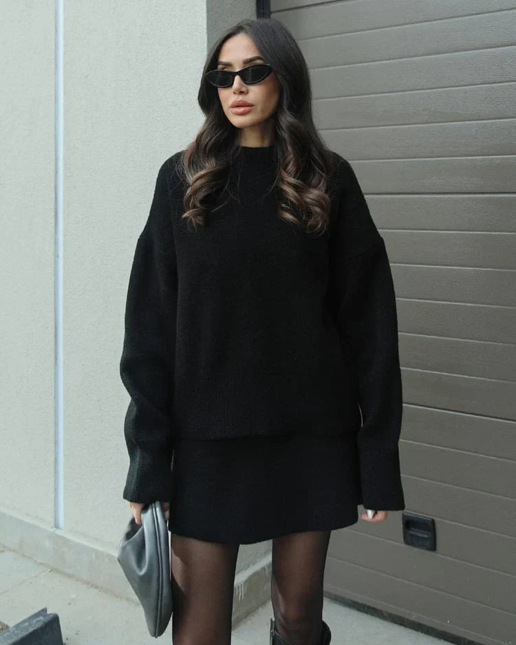 Léa™ | Ensemble Pull & Jupe en Maille Élégante