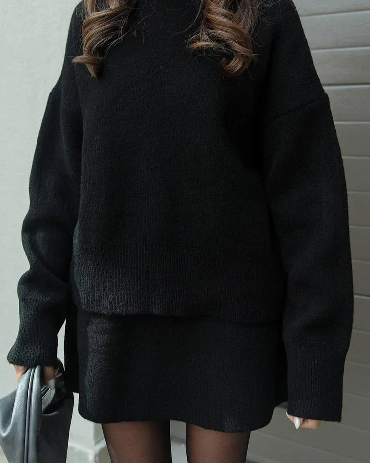 Léa™ | Ensemble Pull & Jupe en Maille Élégante