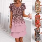 Audrey - Robe Courte Femme Léopard à Volants