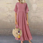 Monique - Robe Longue Femme à Pois Bohème