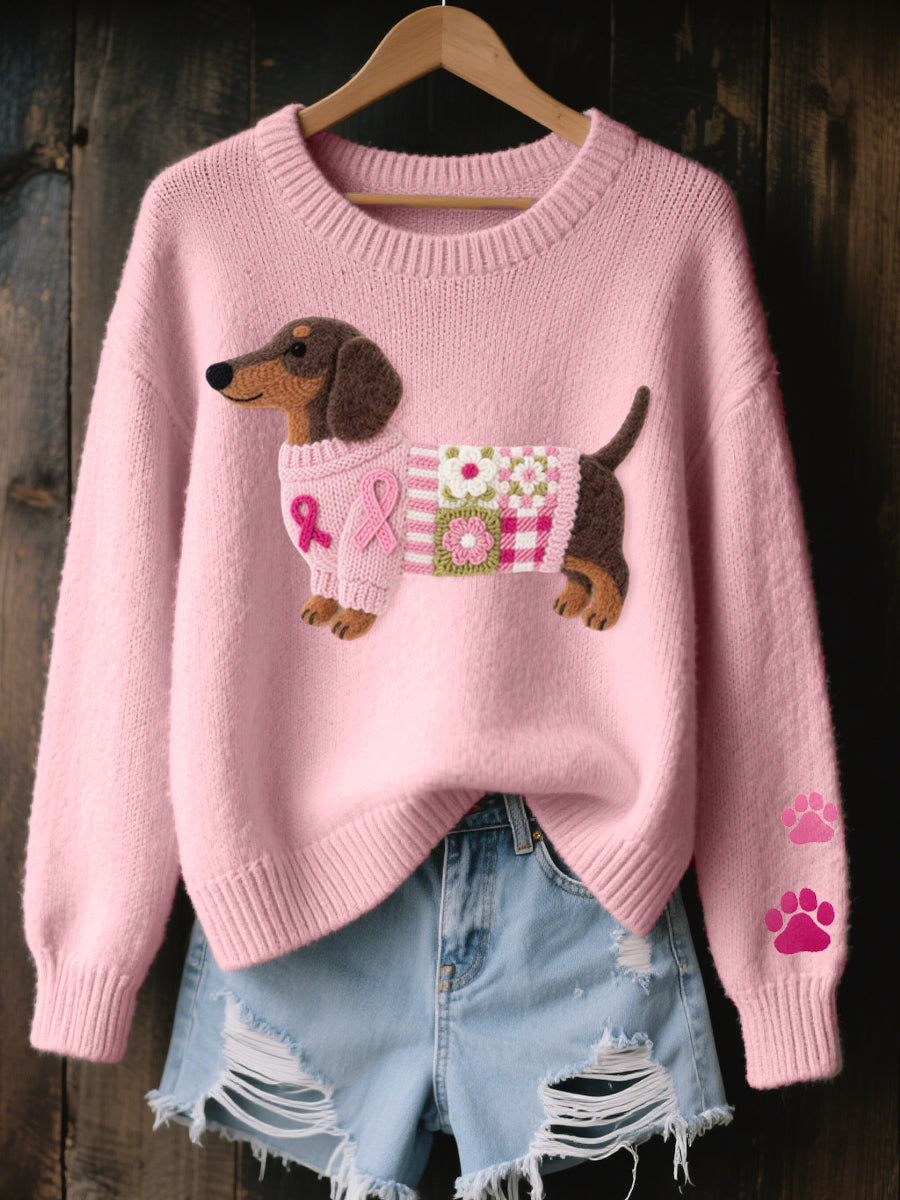 Claudine™ | Pull doux motif teckel raffiné