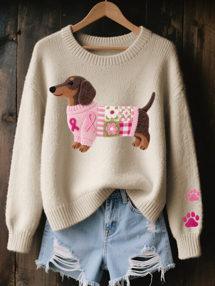 Claudine™ | Pull doux motif teckel raffiné