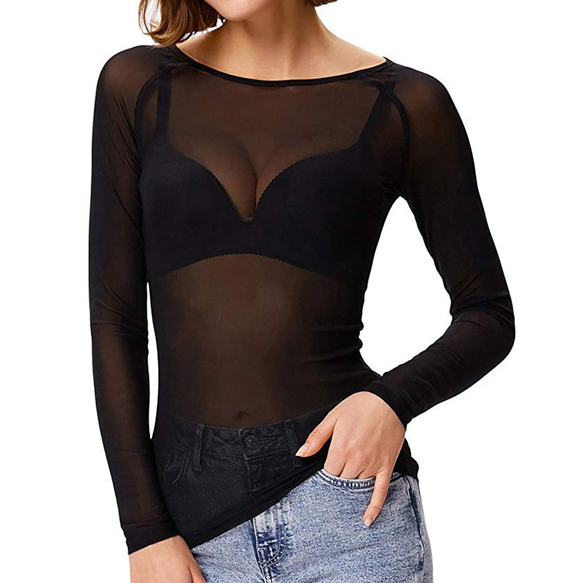 Aurélie - Haut en Maille Élégant Manches Longues Femme – Noir