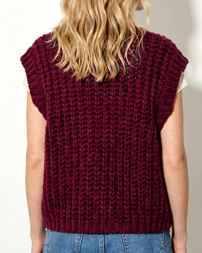 Gilet Maille Épaisse Boutonné